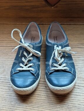 Josef Seibel Blue Leather Comfort Walking Shoes Lace Up EU 38 US 8 Casual Travel